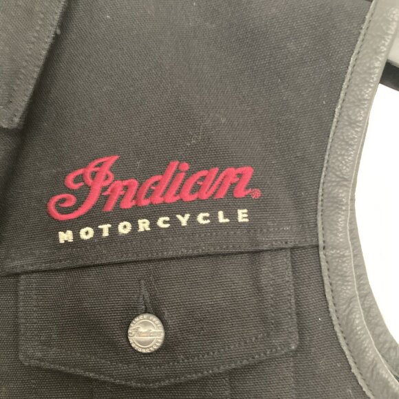 Indian Motorcycle Men's Heavy Canvas Vest Black Medium Button Up (Ex. Cond.) - Picture 5 of 15